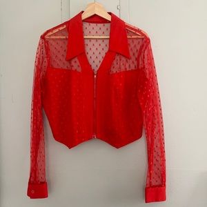 Vintage 90s bright red western corset style top